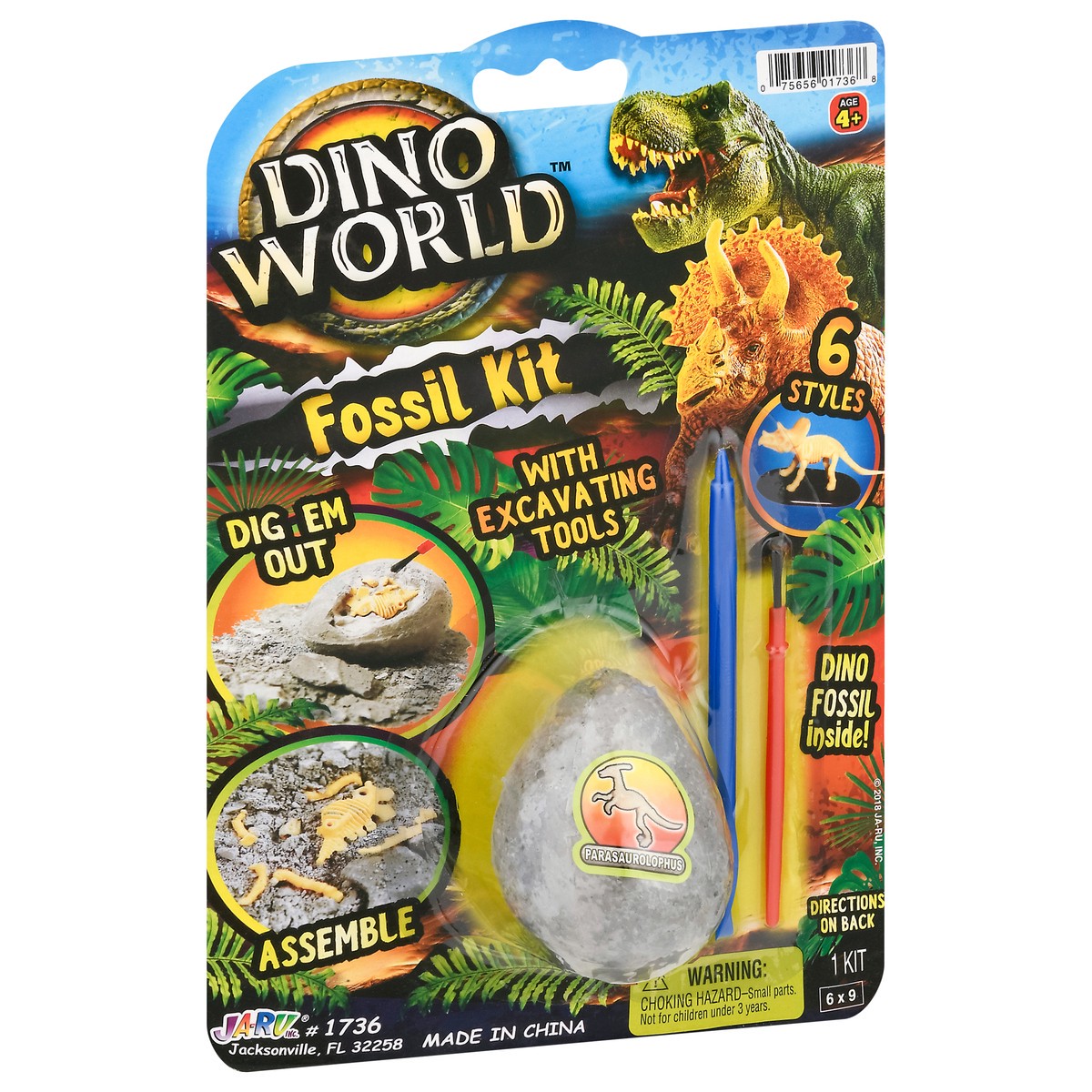 slide 2 of 9, Dino World 6 Styles Fossil Kit Toy 1 ea, 1 ct