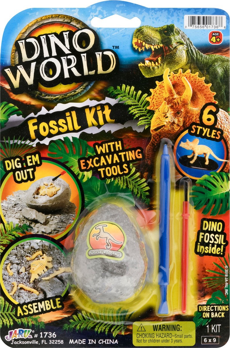 slide 2 of 9, Dino World 6 Styles Fossil Kit Toy 1 ea, 1 ct