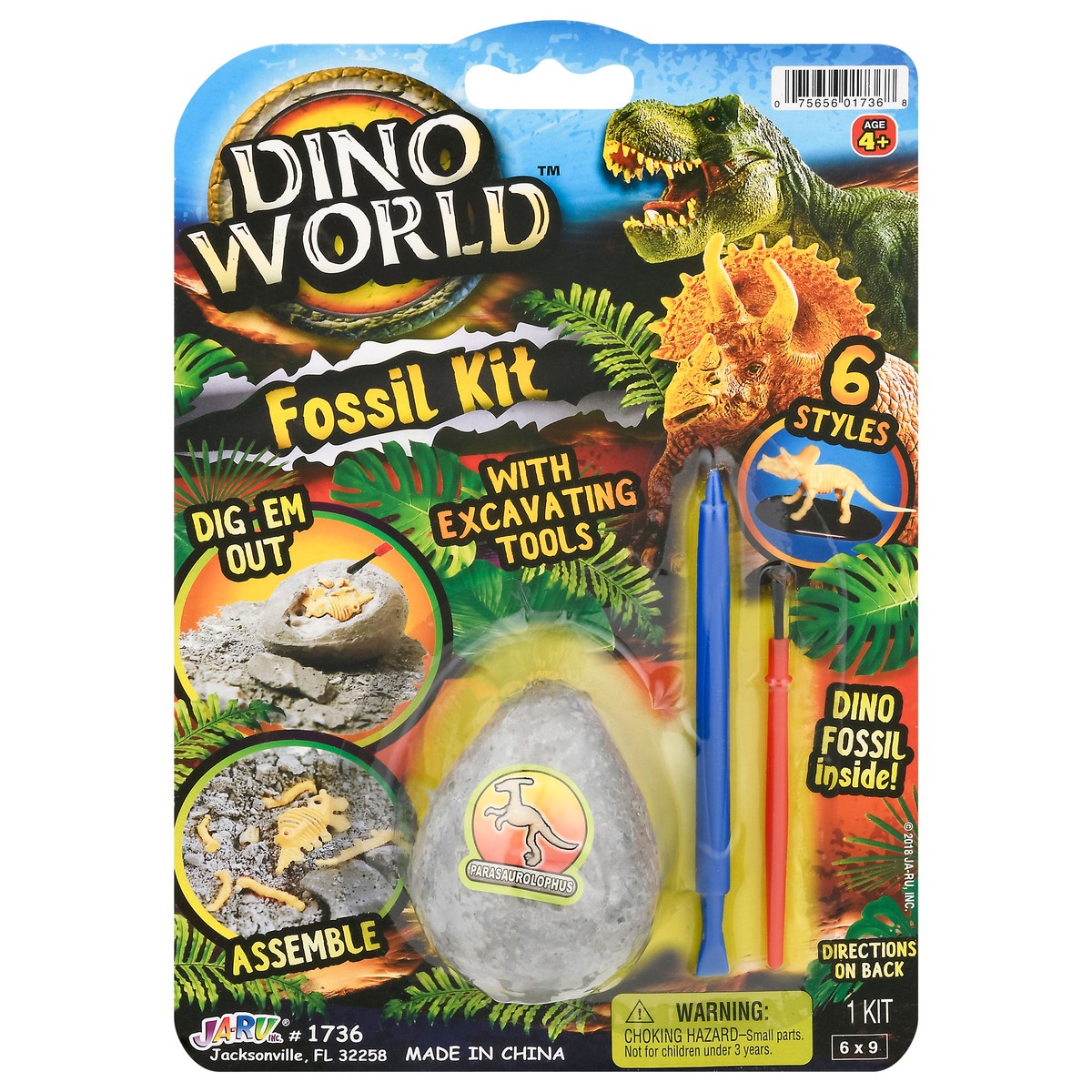 slide 1 of 9, Dino World 6 Styles Fossil Kit Toy 1 ea, 1 ct