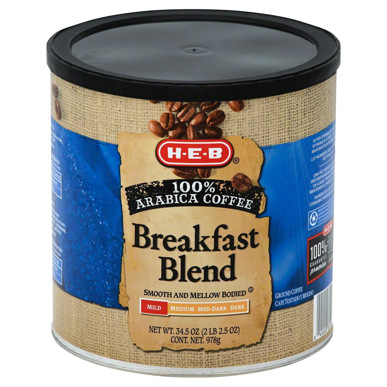 slide 1 of 1, H-E-B Ground Breakfast Blend Mild Coffee - 34.5 oz, 34.5 oz