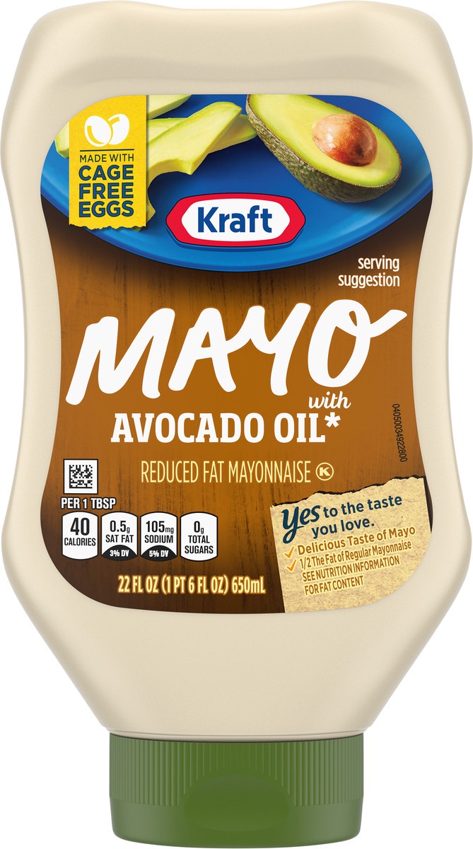 slide 2 of 9, Kraft Mayo with Avocado Oil Reduced Fat Mayonnaise, 22 fl oz