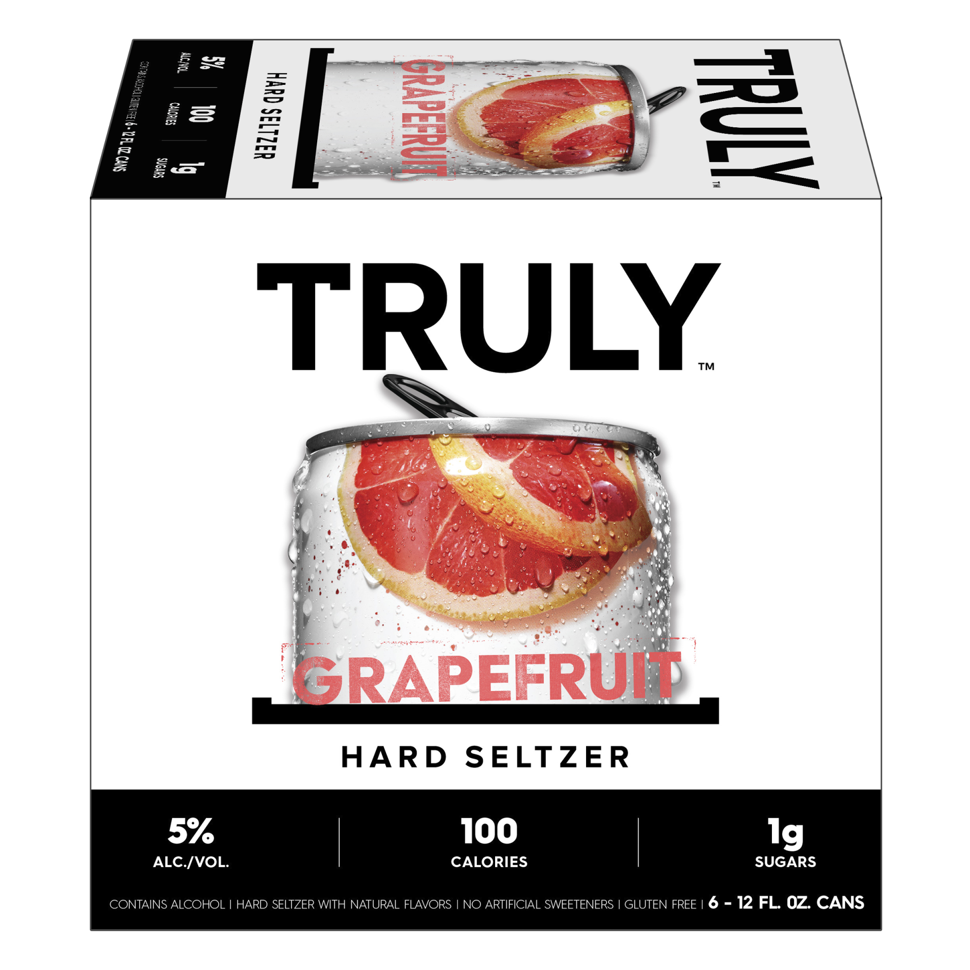 slide 2 of 4, TRULY Hard Seltzer Grapefruit, Spiked & Sparkling Water (12 fl. oz. Can, 6pk.), 6 ct; 12 oz