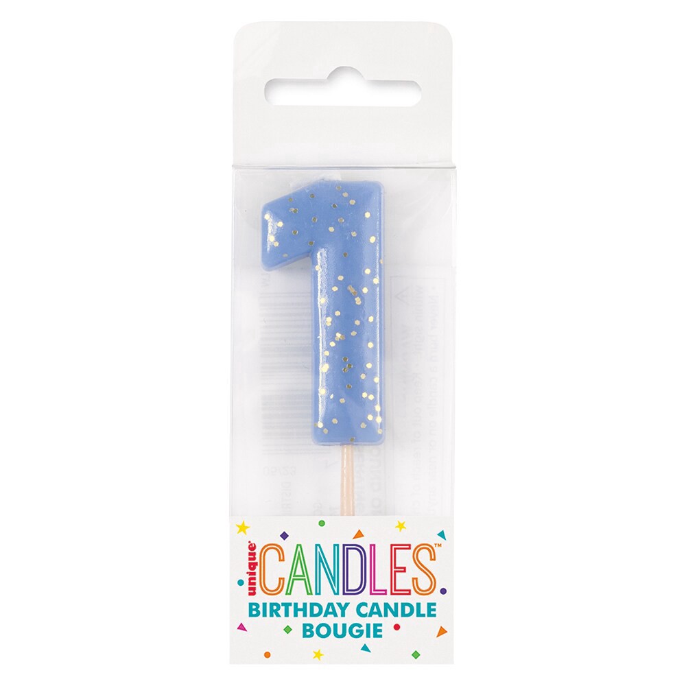 slide 1 of 1, Unique Mini Multi Color Glitter Birthday Candle #1, 1 ct