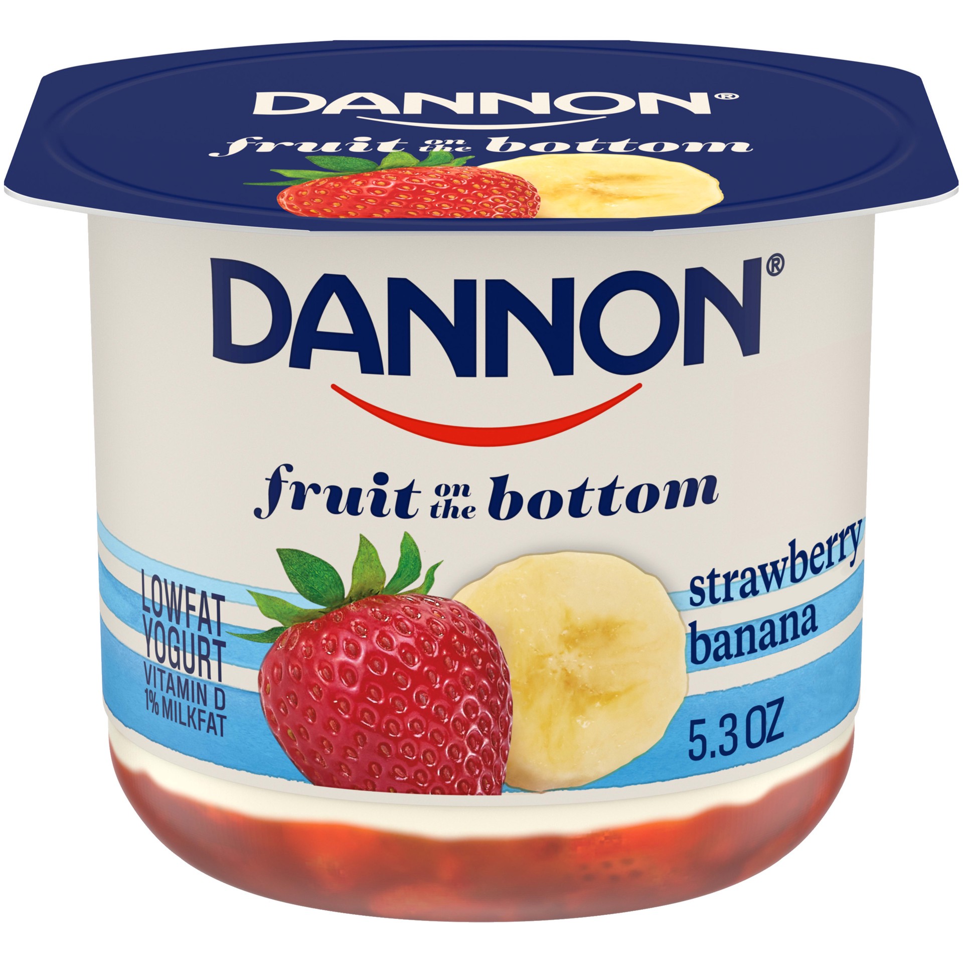 slide 1 of 4, Dannon Fruit on the Bottom Low Fat Regular Yogurt, Strawberry Banana, 5.3 oz., 5.3 oz