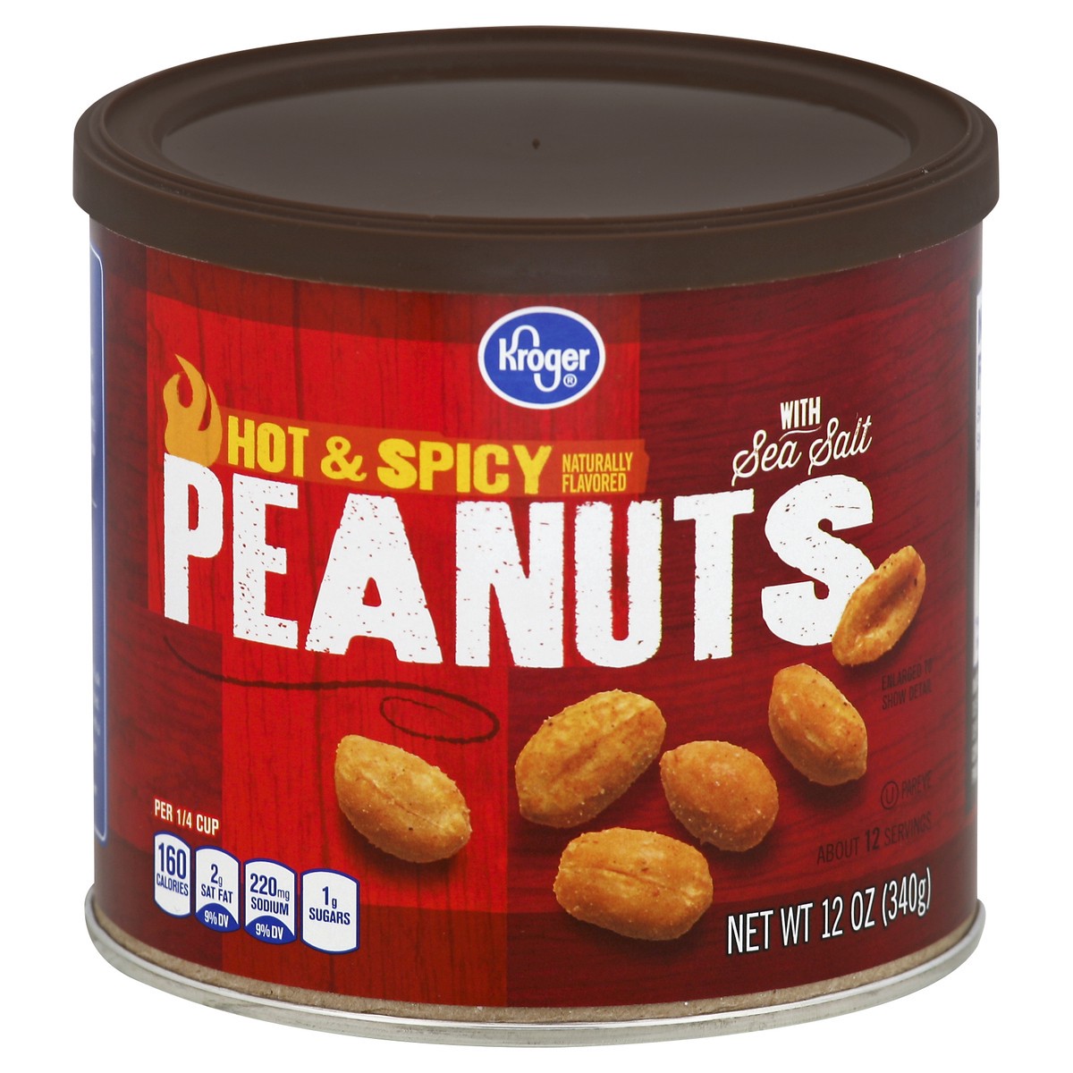 slide 5 of 5, Kroger Hot & Spicy Peanuts, 12 oz