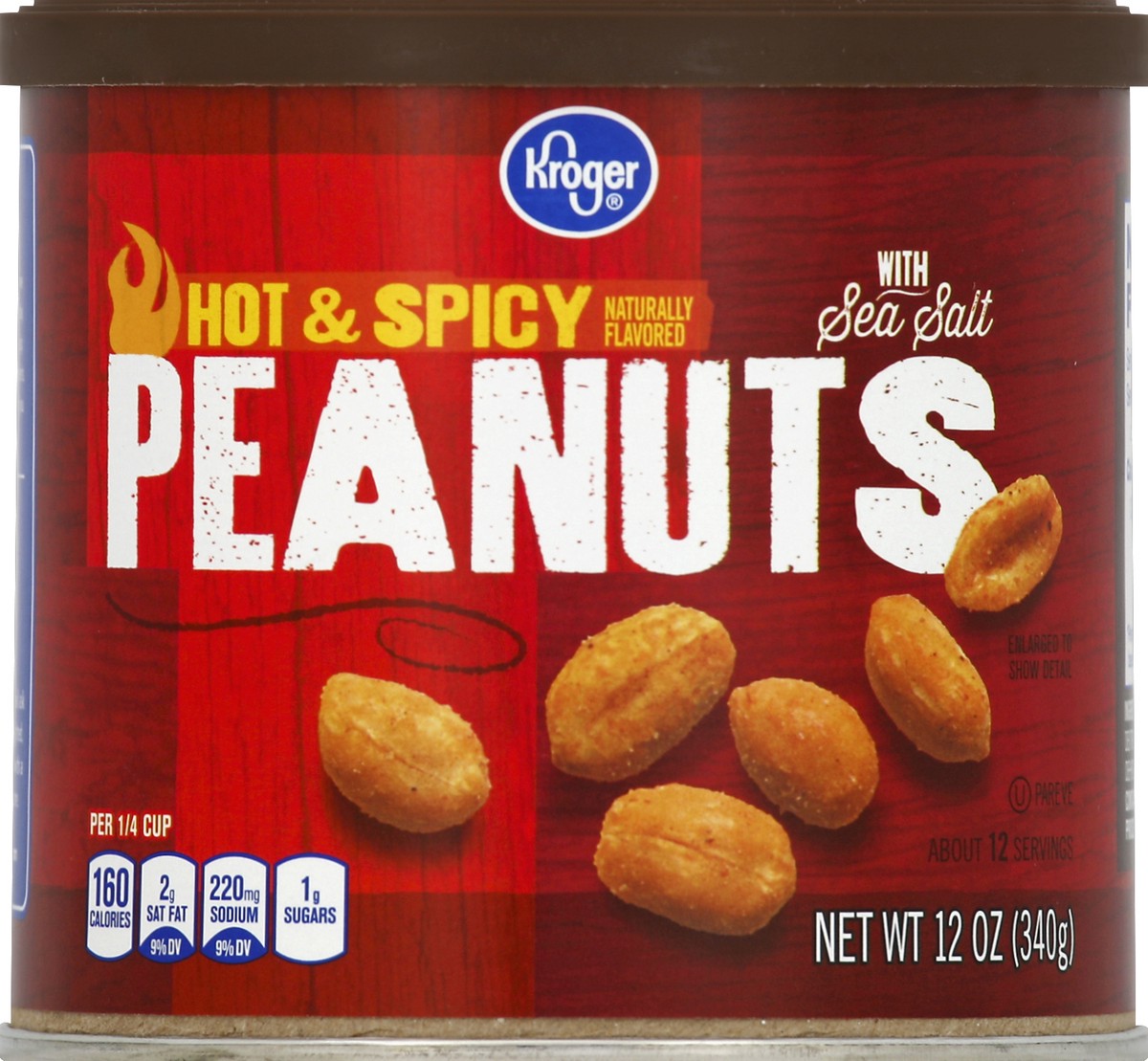 slide 1 of 5, Kroger Hot & Spicy Peanuts, 12 oz