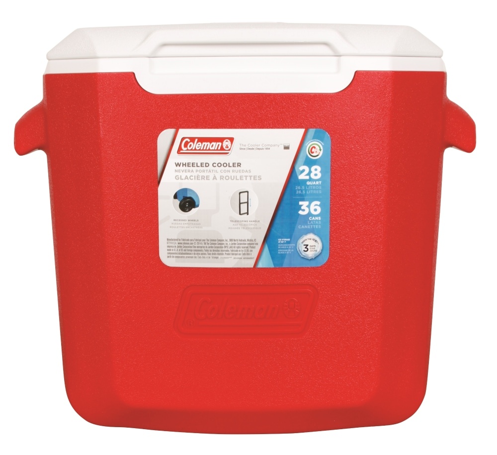 slide 1 of 1, Coleman Performance Wheeled Cooler - Red, 28 qt