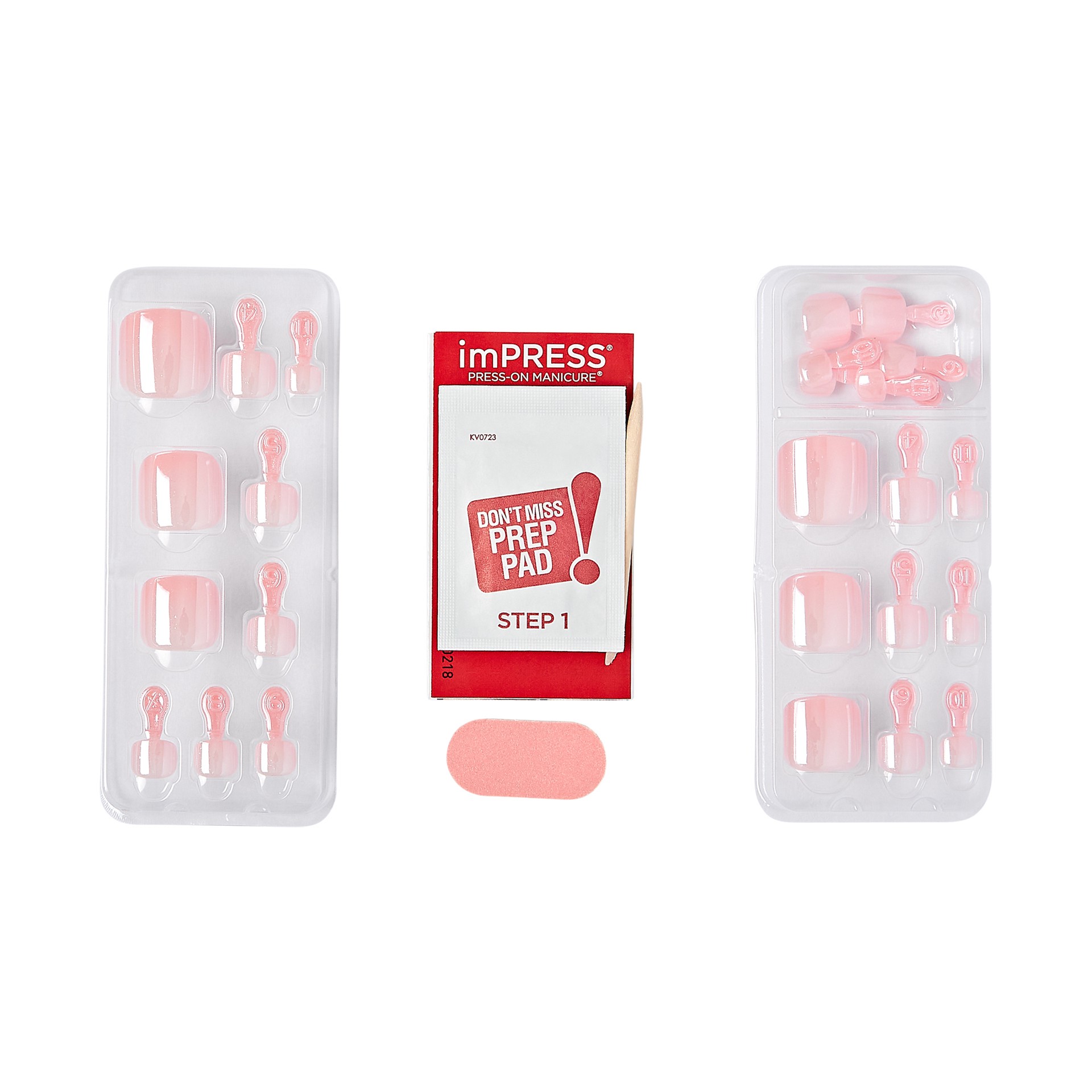 slide 3 of 5, imPRESS Premium Press-On Toenails, No Glue Needed, Glazed Donut, Pink Square, 27 Ct., 28 pc
