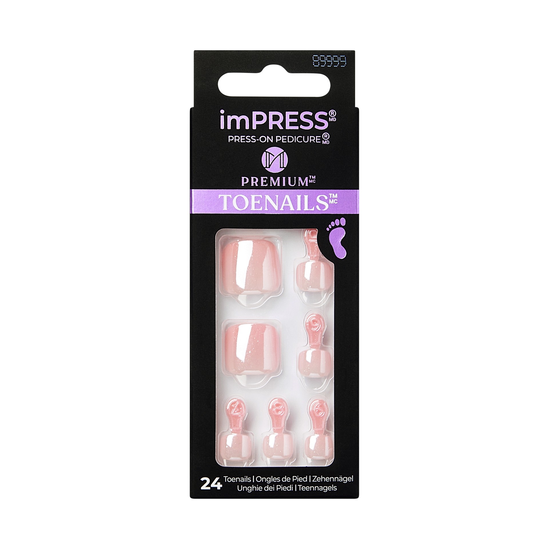 slide 1 of 5, imPRESS Premium Press-On Toenails, No Glue Needed, Glazed Donut, Pink Square, 27 Ct., 28 pc