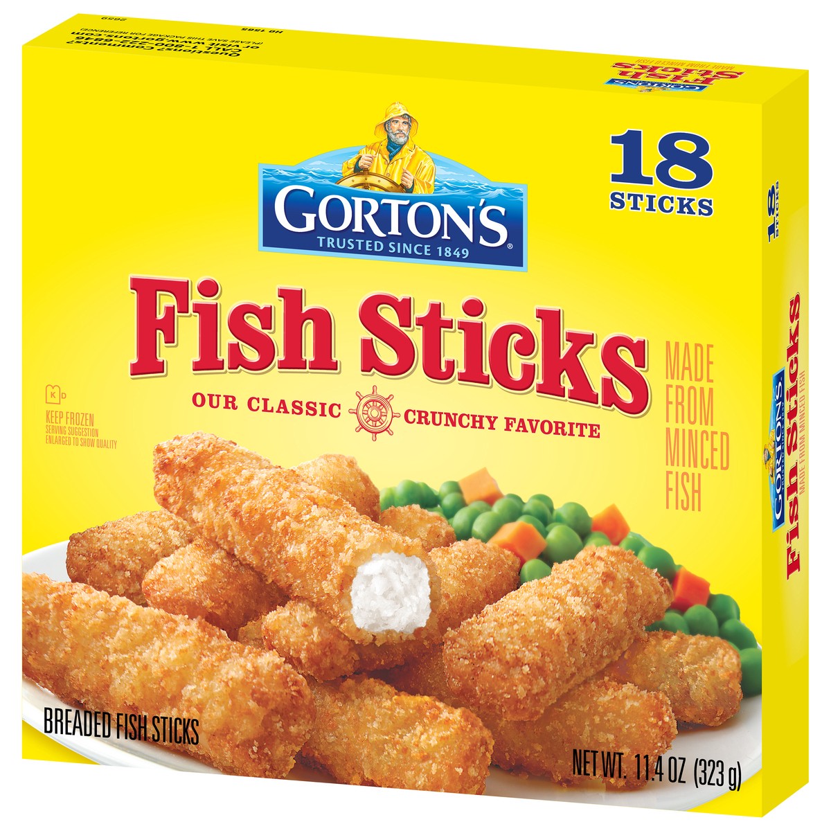 slide 5 of 9, Gorton's Gorton''s Crunchy Breaded Fish Sticks Cut from Real Fish, Wild Caught Fish with Crunchy Panko Breadcrumbs, Frozen, 18 Count, 11.4 Ounce Package, 18 ct