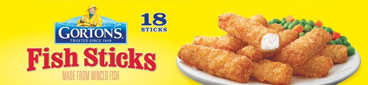 slide 7 of 9, Gorton's Gorton''s Crunchy Breaded Fish Sticks Cut from Real Fish, Wild Caught Fish with Crunchy Panko Breadcrumbs, Frozen, 18 Count, 11.4 Ounce Package, 18 ct