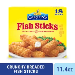 Gorton's Gorton''s Crunchy Breaded Fish Sticks Cut from Real Fish, Wild Caught Fish with Crunchy Panko Breadcrumbs, Frozen, 18 Count, 11.4 Ounce Package