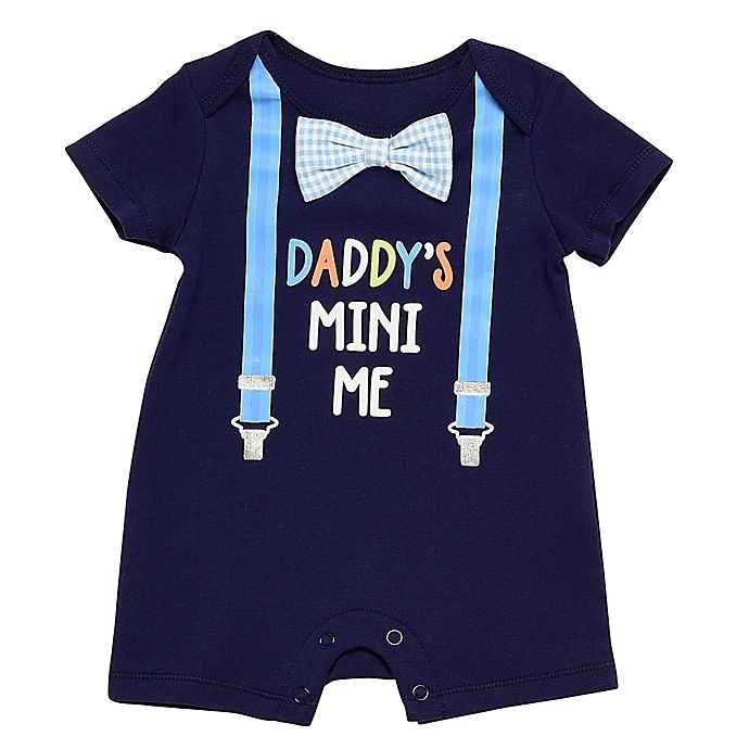 slide 1 of 1, Baby Starters Newborn Daddy's Mini Me'' Printed Suspenders Romper - Blue'', 1 ct