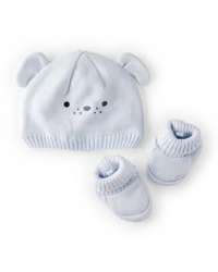 Carter's Baby 2-Piece Puppy Crochet Booties & Hat - Blue Blue NB-3M