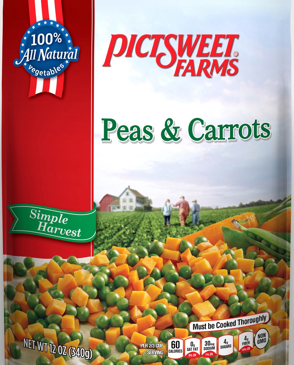 slide 3 of 3, PictSweet Peas & Carrots, 12 oz