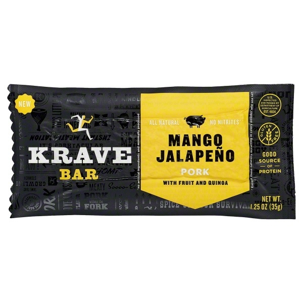 slide 1 of 1, Krave Pork Jerky Jalapeno Mango Bar, 1.25 oz