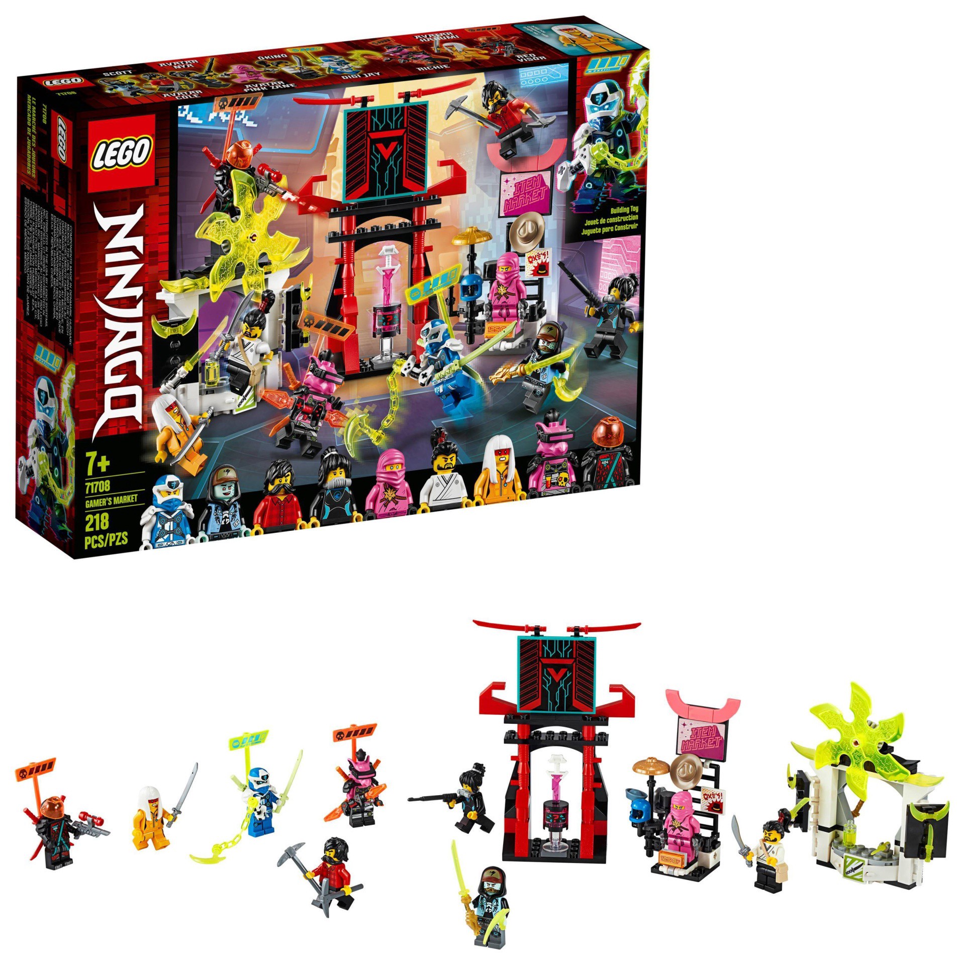 slide 1 of 7, LEGO NINJAGO Gamer's Market 71708 Ninja Building Kit, 1 ct