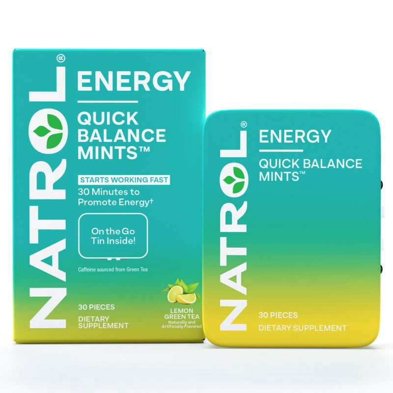 slide 4 of 4, Natrol Quick Balance Mints, Energy Supplement, 30 Lemon Green Tea Naturally and Artificially Flavored Energy Mints, 30 ea