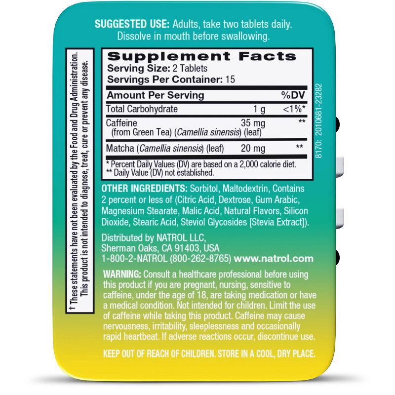 slide 3 of 4, Natrol Quick Balance Mints, Energy Supplement, 30 Lemon Green Tea Naturally and Artificially Flavored Energy Mints, 30 ea