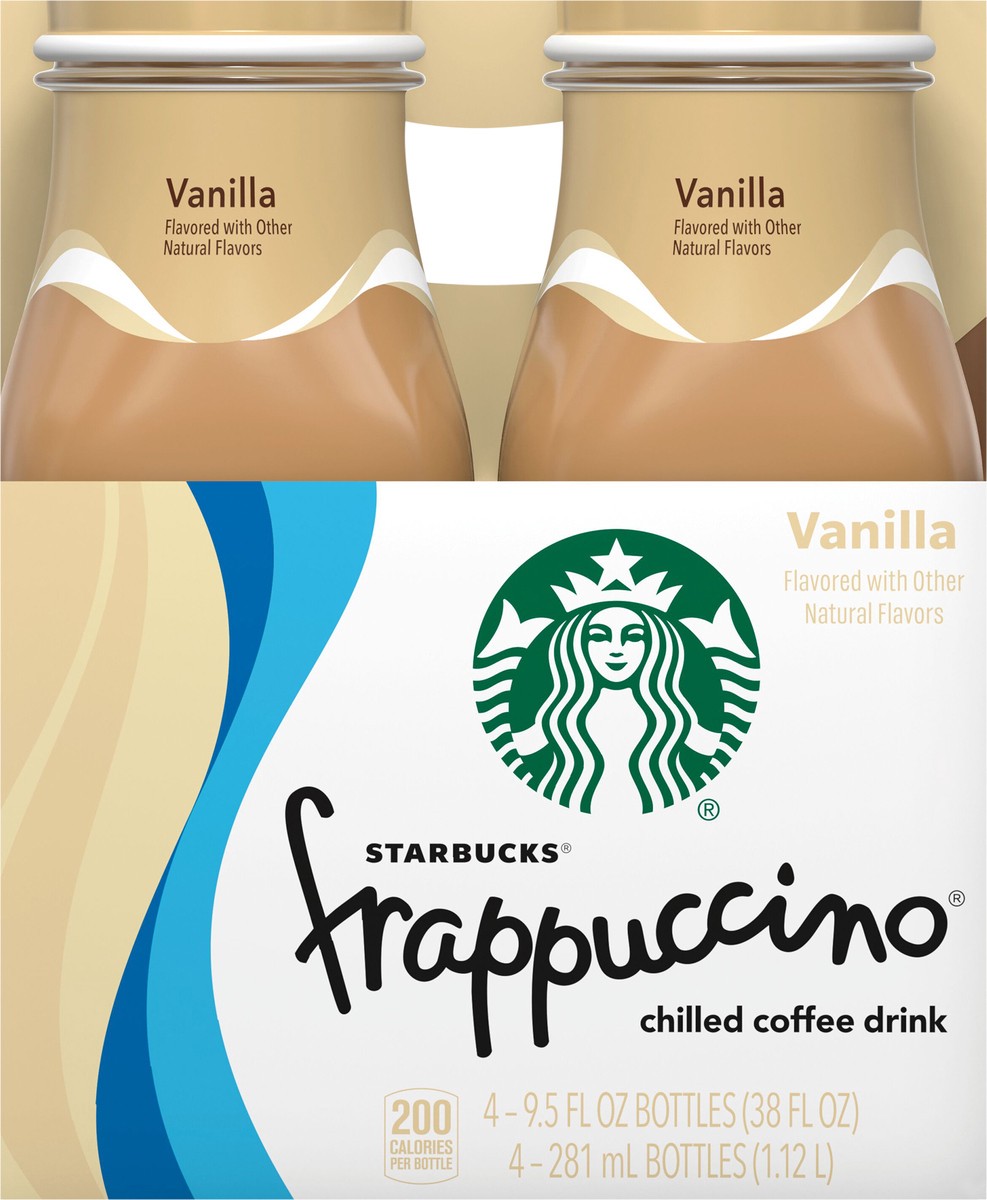 slide 4 of 5, Starbucks Frappuccino Chilled Coffee Drink Vanilla Flavored 9.5 Fl Oz 4 Count Bottle, 38 oz