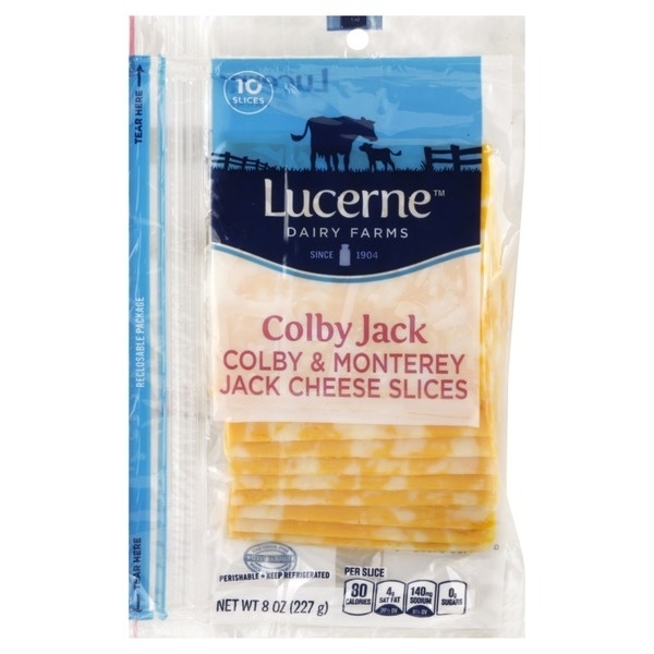 slide 1 of 1, Lucerne Dairy Farms Lucerne Cheese Slices Colby Jack, 10 ct