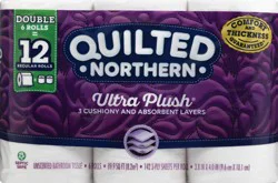Quilted Northern Double Rolls Ultra Plush 3-Ply Unscented. Bathroom Tissue 6 ea