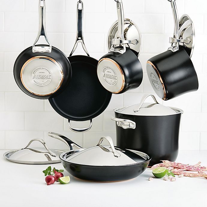 slide 4 of 5, Anolon Nouvelle Copper Luxe Nonstick Hard-Anodized Cookware Set - Onyx, 11 ct