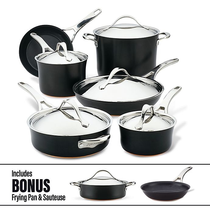 slide 1 of 5, Anolon Nouvelle Copper Luxe Nonstick Hard-Anodized Cookware Set - Onyx, 11 ct