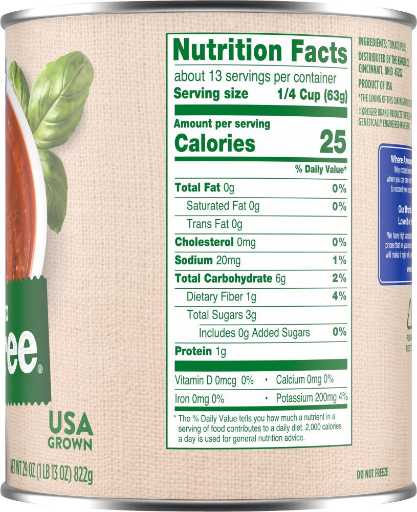 slide 2 of 3, Kroger Tomato Puree, 28 oz