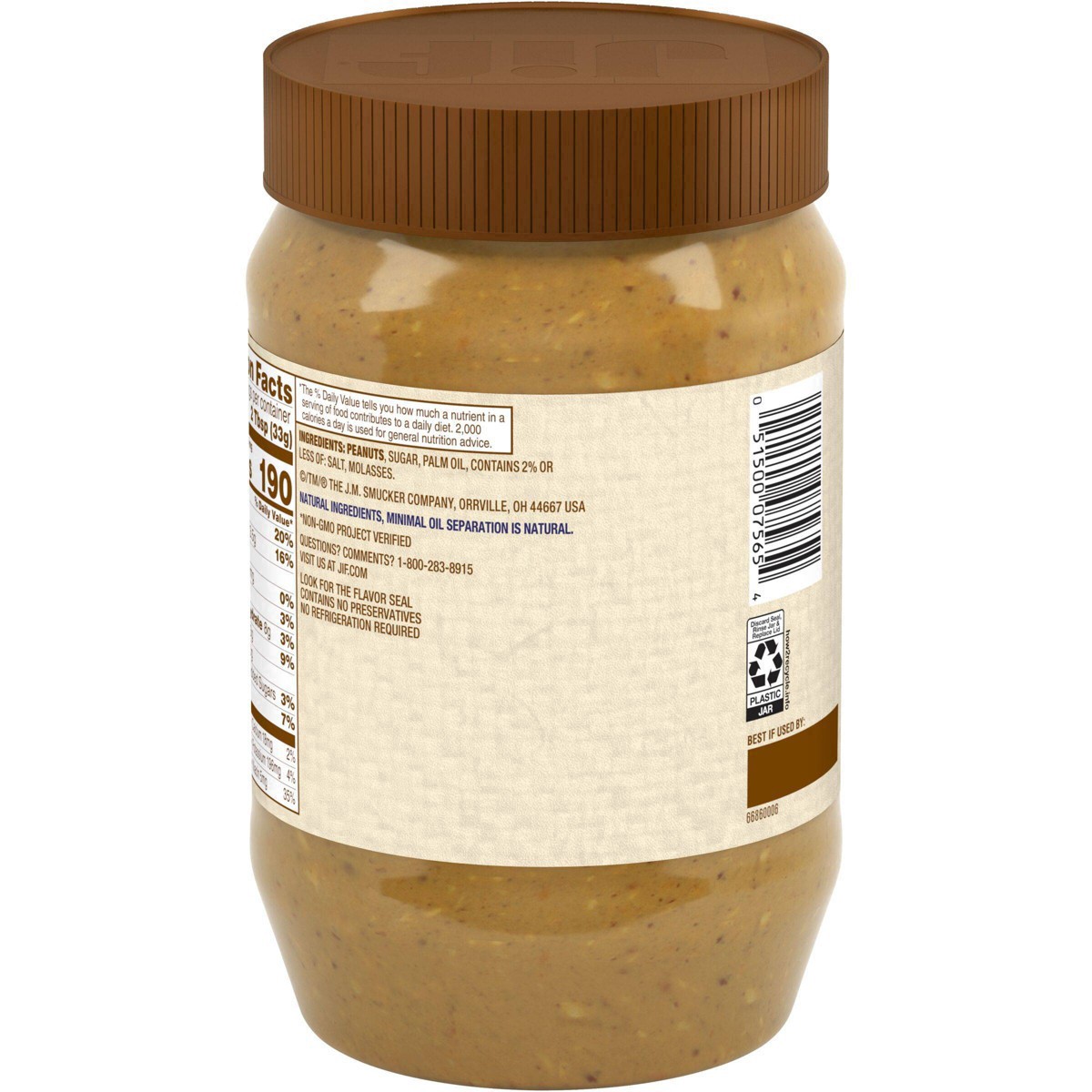 slide 48 of 51, Jif Low Sodium Natural Crunchy Peanut Butter Spread 40 oz, 40 oz