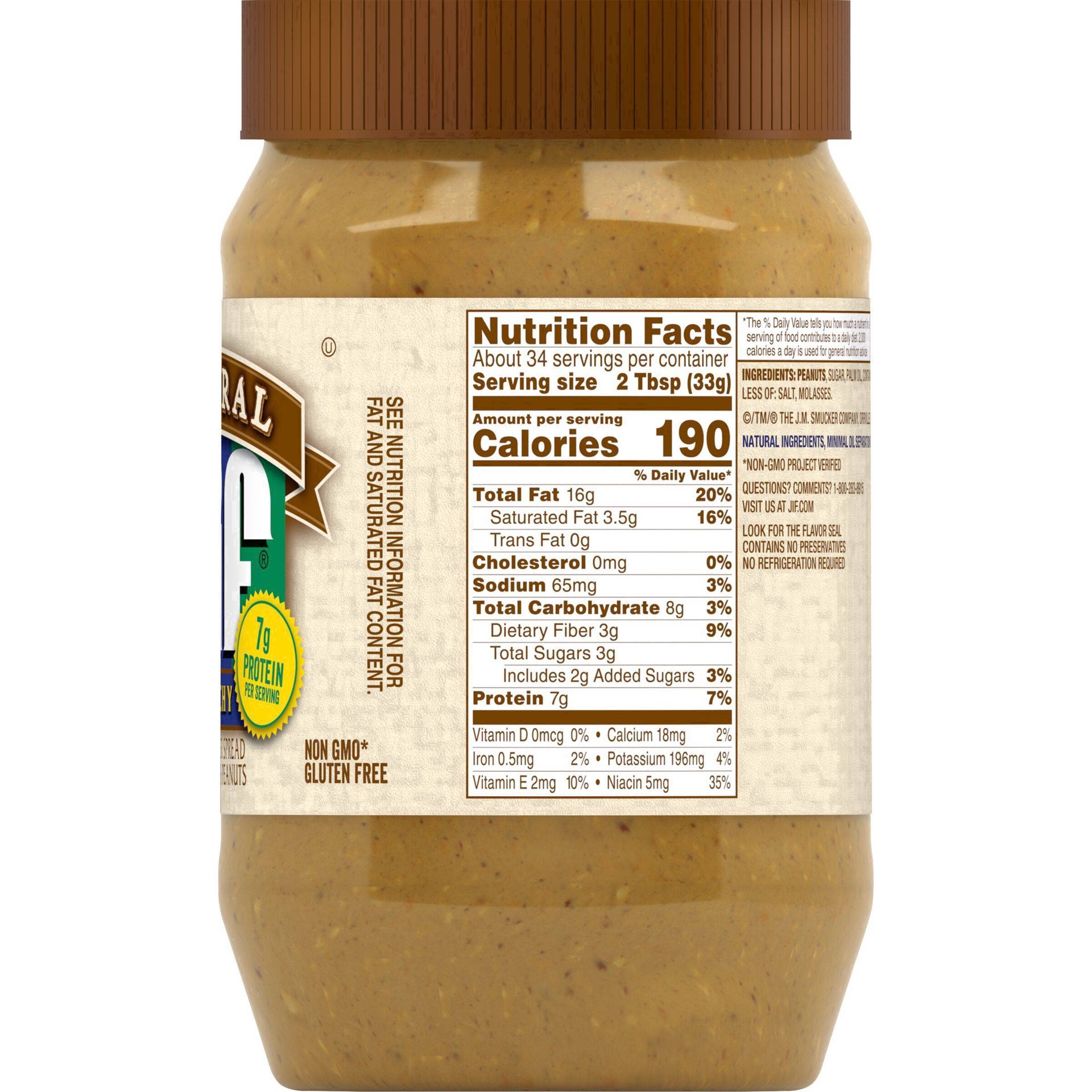 slide 21 of 51, Jif Low Sodium Natural Crunchy Peanut Butter Spread 40 oz, 40 oz