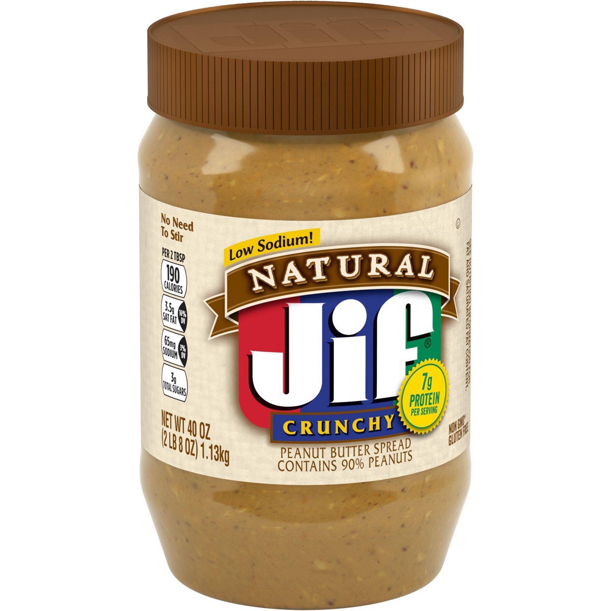 slide 47 of 51, Jif Low Sodium Natural Crunchy Peanut Butter Spread 40 oz, 40 oz