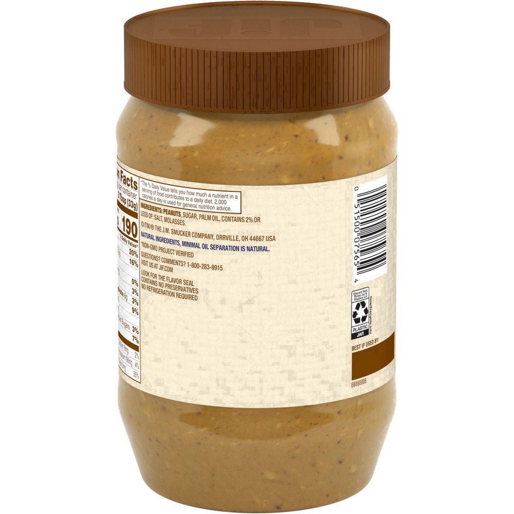 slide 8 of 51, Jif Low Sodium Natural Crunchy Peanut Butter Spread 40 oz, 40 oz