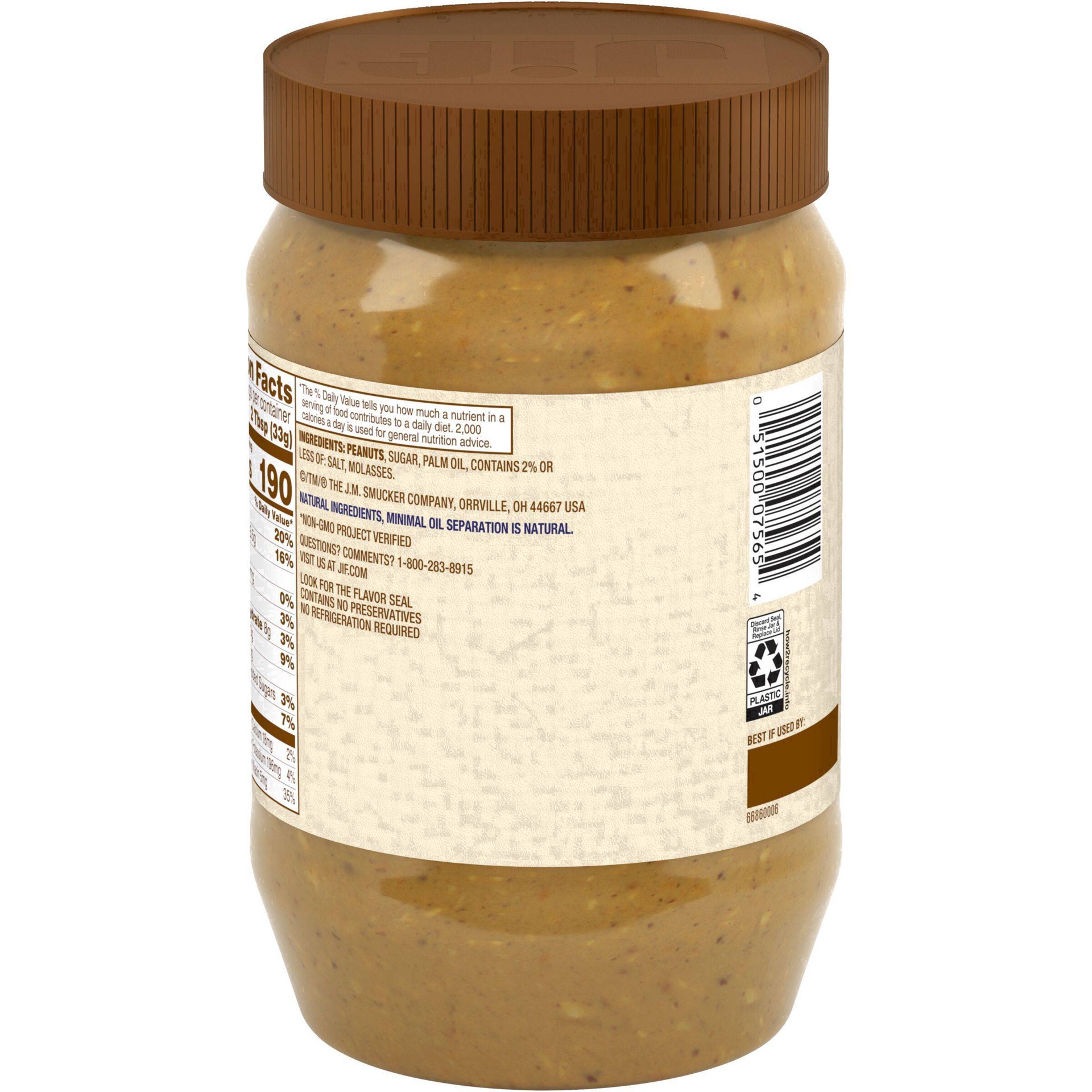 slide 12 of 51, Jif Low Sodium Natural Crunchy Peanut Butter Spread 40 oz, 40 oz