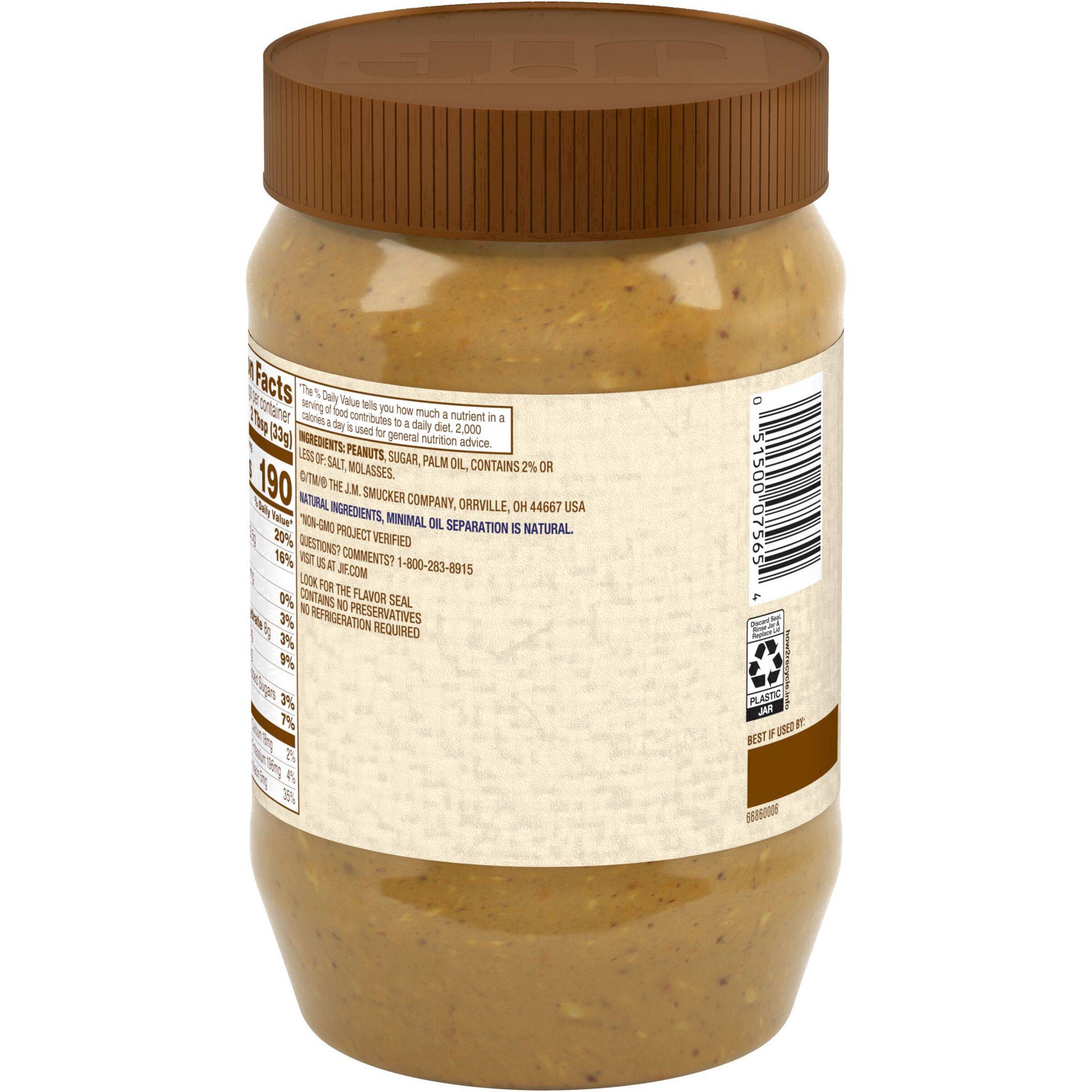 slide 17 of 51, Jif Low Sodium Natural Crunchy Peanut Butter Spread 40 oz, 40 oz