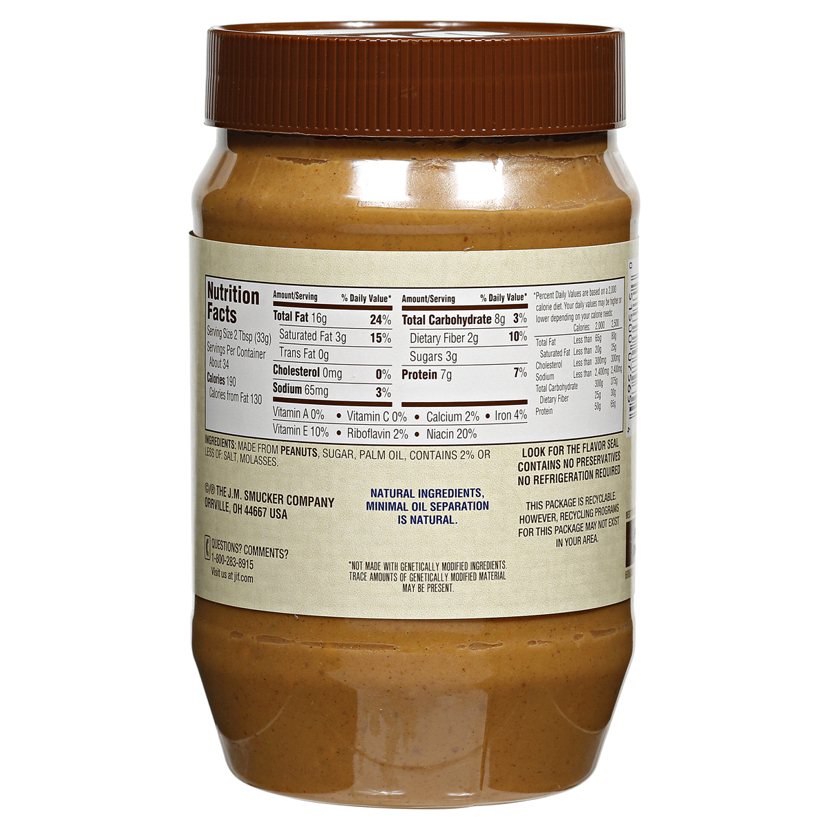 slide 23 of 51, Jif Low Sodium Natural Crunchy Peanut Butter Spread 40 oz, 40 oz
