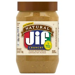 Jif Natural Crunchy Peanut Butter Spread – Contains 90% Peanuts, 40 Ounces