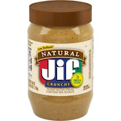 Jif Natural Crunchy Peanut Butter Spread – Contains 90% Peanuts, 40 Ounces