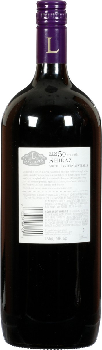 slide 6 of 12, Lindeman's Bin 50 Smooth Shiraz 1.5 lt, 1.50 liter