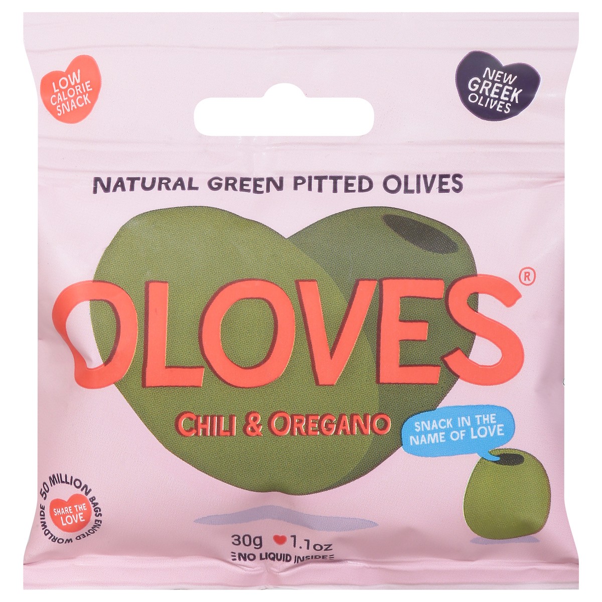 slide 1 of 9, Oloves Natural Chili & Oregano Green Pitted Olives 1.1 oz, 1.1 oz