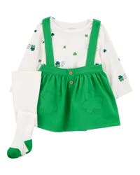 Carter's Baby 3-Piece St. Patrick's Day Print Jumper Set Green/White NB