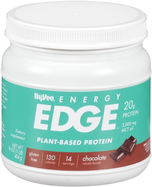 slide 1 of 1, Hy-Vee Energy Edge Chocolate Plant-Based Protein, 16 oz