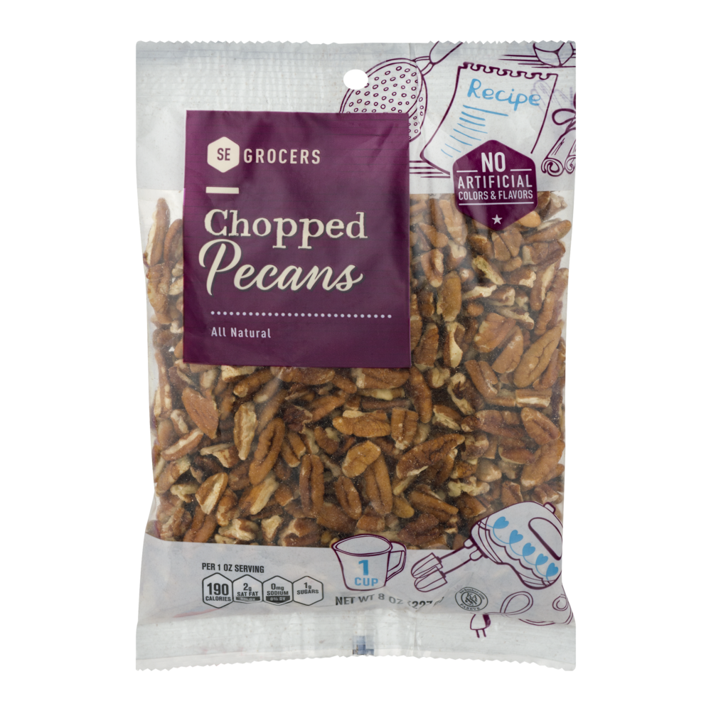 slide 1 of 1, SE Grocers Chopped Pecans All Natural, 8 oz