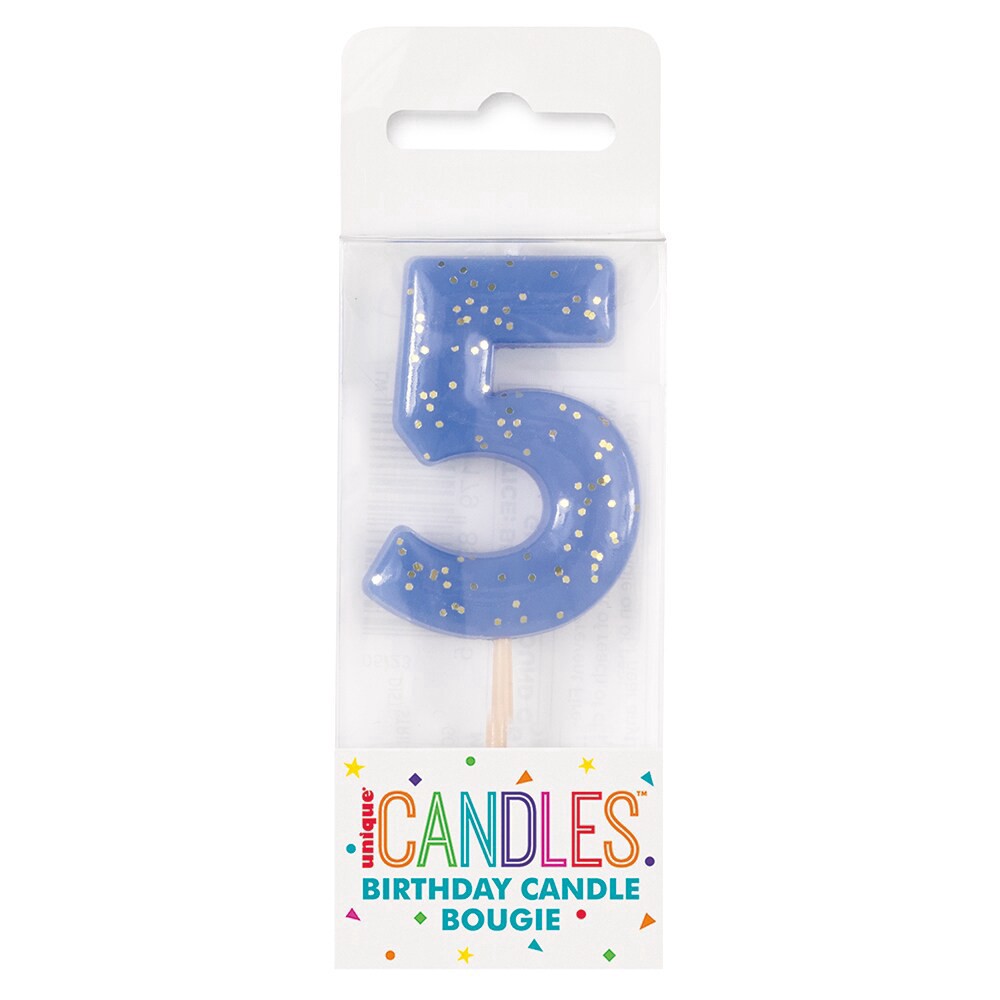 slide 1 of 1, Unique Mini Multi Color Glitter Birthday Candle #5, 1 ct