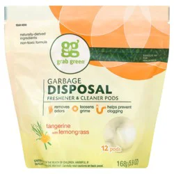 Grab Green Garbage Disposal Freshener & Cleaner Pods Tangerine With Lemongrass