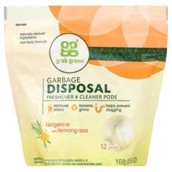 Grab Green Garbage Disposal Freshener & Cleaner Pods Tangerine With Lemongrass