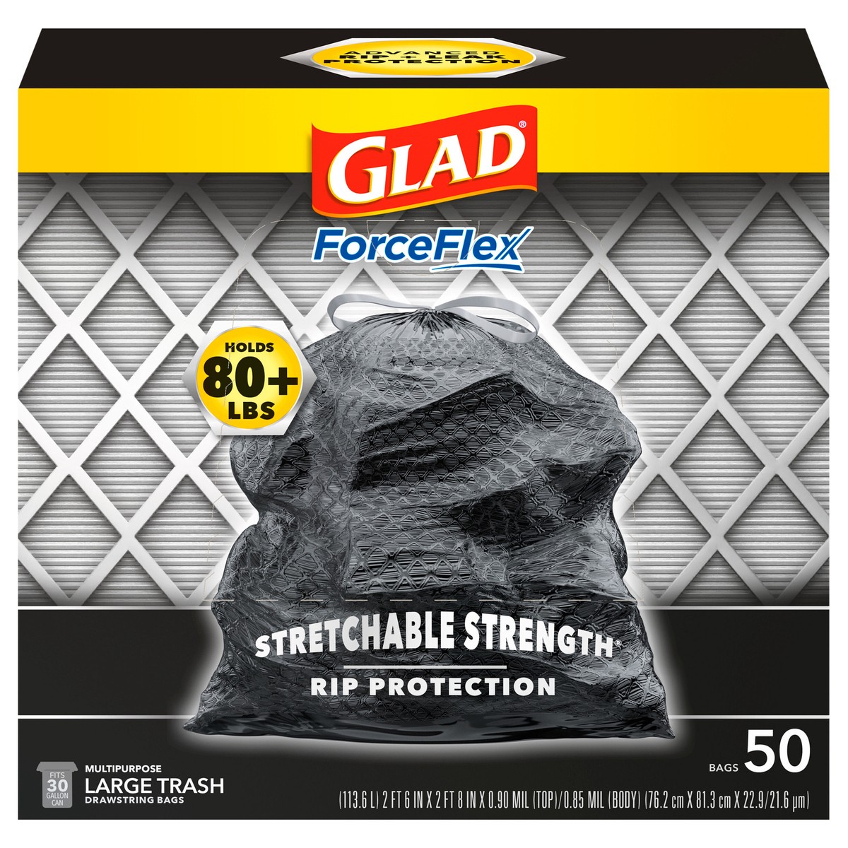 slide 1 of 5, Glad ForceFlexPlus Drawstring Large Trash Bags - 30 Gallon - 50 Count, 50 ct