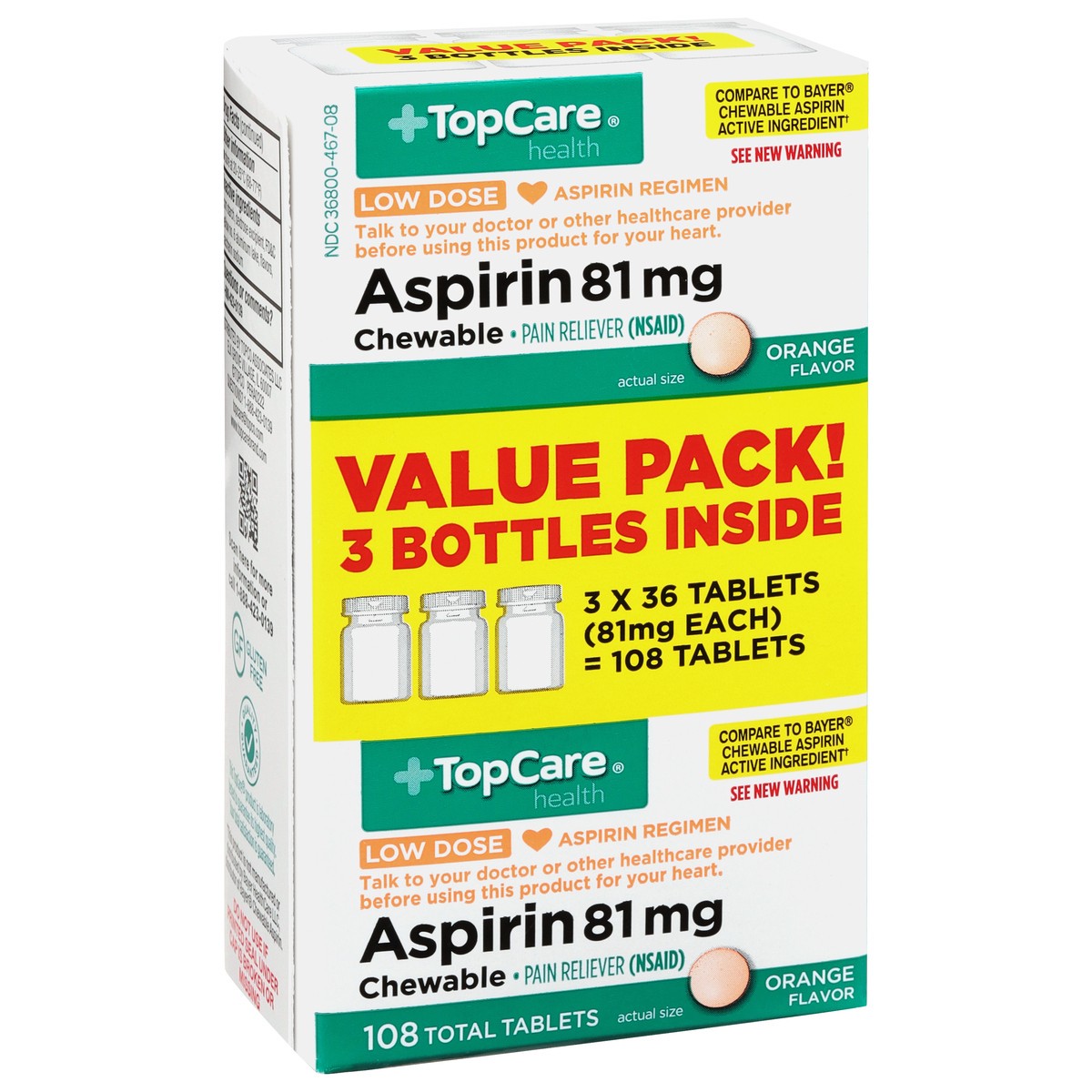 slide 5 of 10, Topcare Aspirin Orange, 3 ct