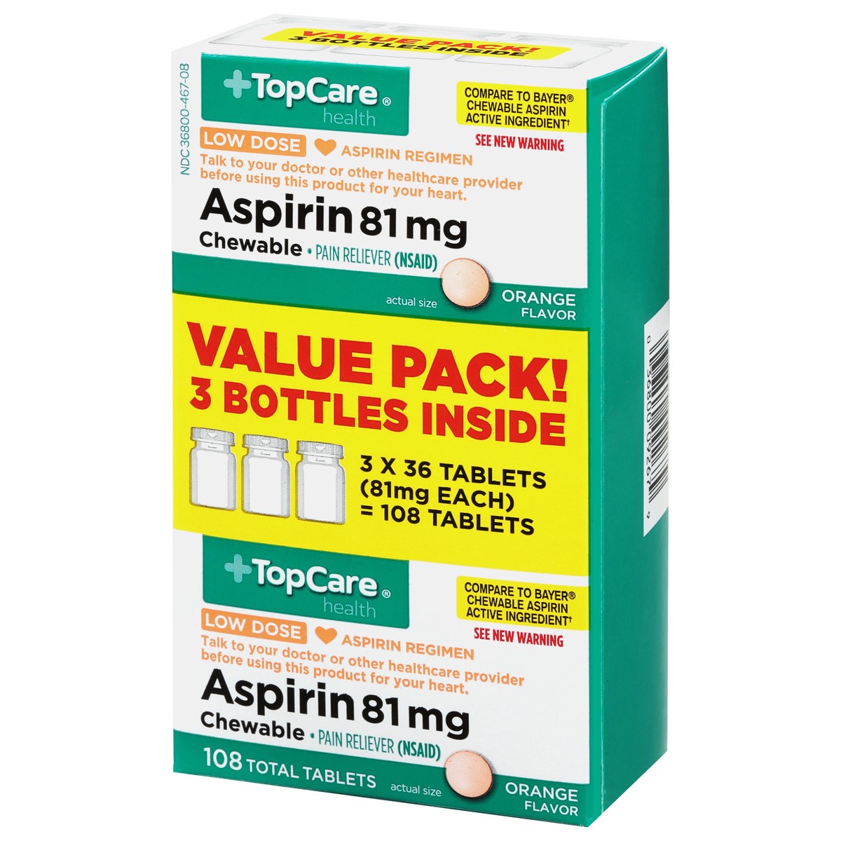 slide 6 of 10, Topcare Aspirin Orange, 3 ct