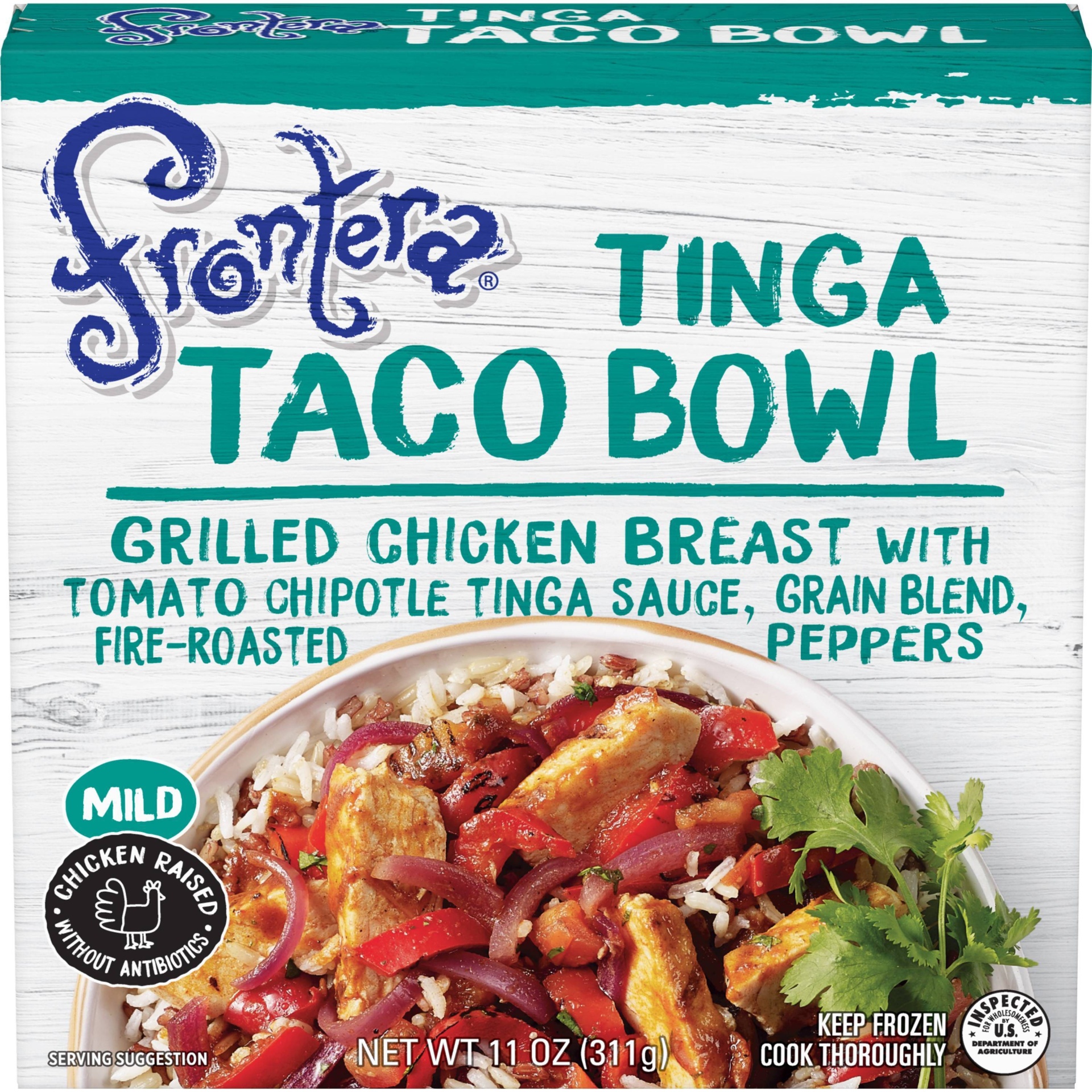 slide 1 of 2, Frontera Chicken Tinga Frozen Taco Bowl, 11 oz